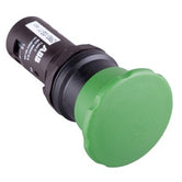 Botón pulsador verde momentaneo, 40mm, tipo hongo, 1NC-1NA