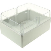 Caja termoplastica tapa transparente IP55, IK08, sin knockouts, cierre por tornillos, 310mmx240mmx160mm