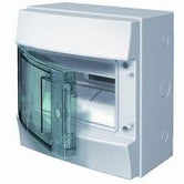 Caja mistral IP65, 8 módulos,1 fila  puerta transparente, 250x232x154
