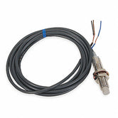 Sensor de proximidad inductivo, tamaño M12, con blindaje, distancia sensado 2mm, 2-hilos, voltaje de operación 12-24Vdc, cable 2m, modo PNP, operación NA