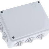 Caja termoplástica color gris, IP55, IK08, con knockouts 153mmx110mmx66mm