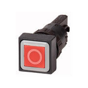 Botón pulsador ,color rojo, momentáneo, simbolo (O)